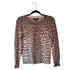Banana Republic x Filpucci Leopard Print  Ruffle Sleeve Sweater